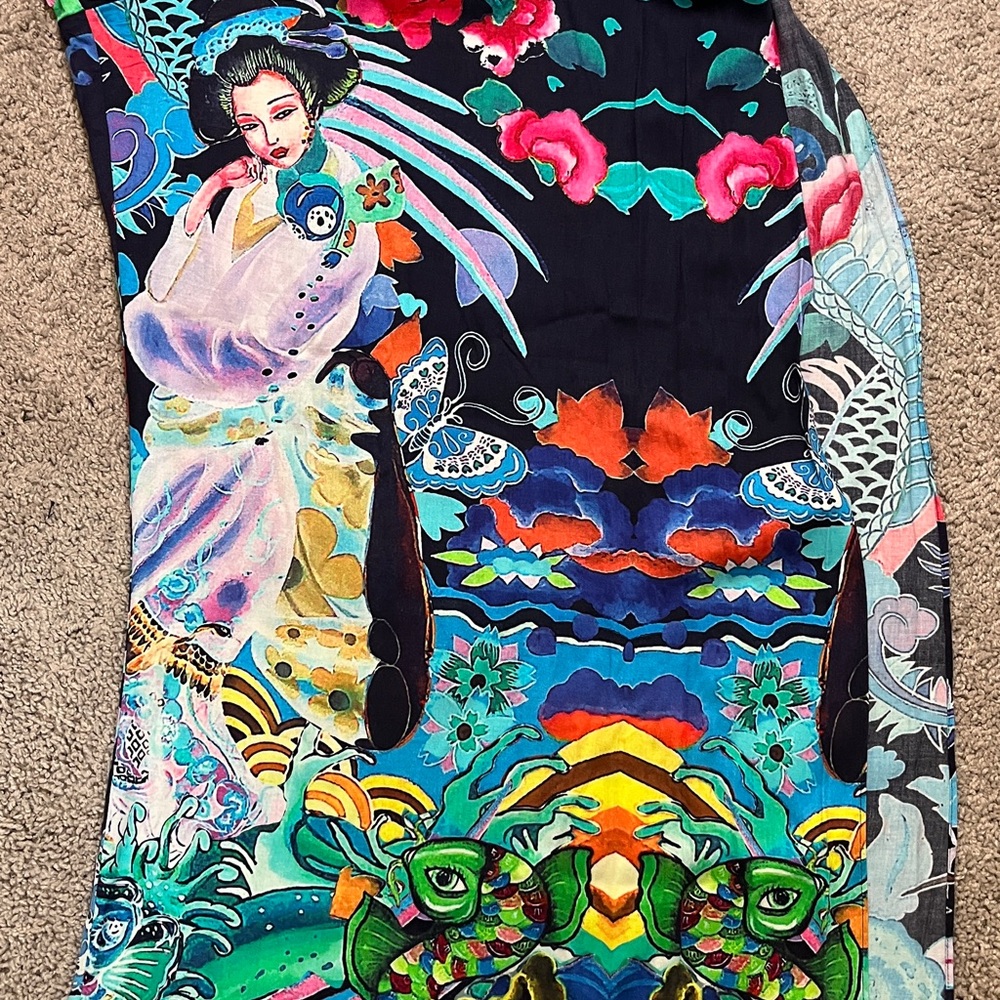 Hale Bob Baylie Tropical Wide Split Leg Palazzo Pants Size Small Resort Cruise